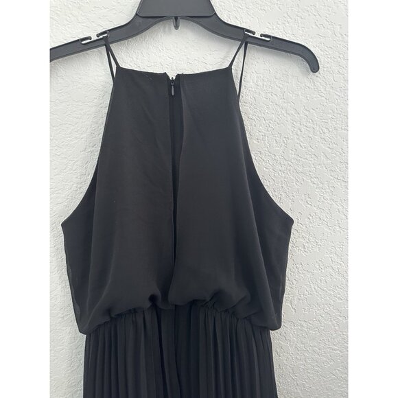 Sam Edelman Womens Midi Dress 4 Black Chiffon Pleated Going Out Goth Witchy READ - Picture 6 of 16